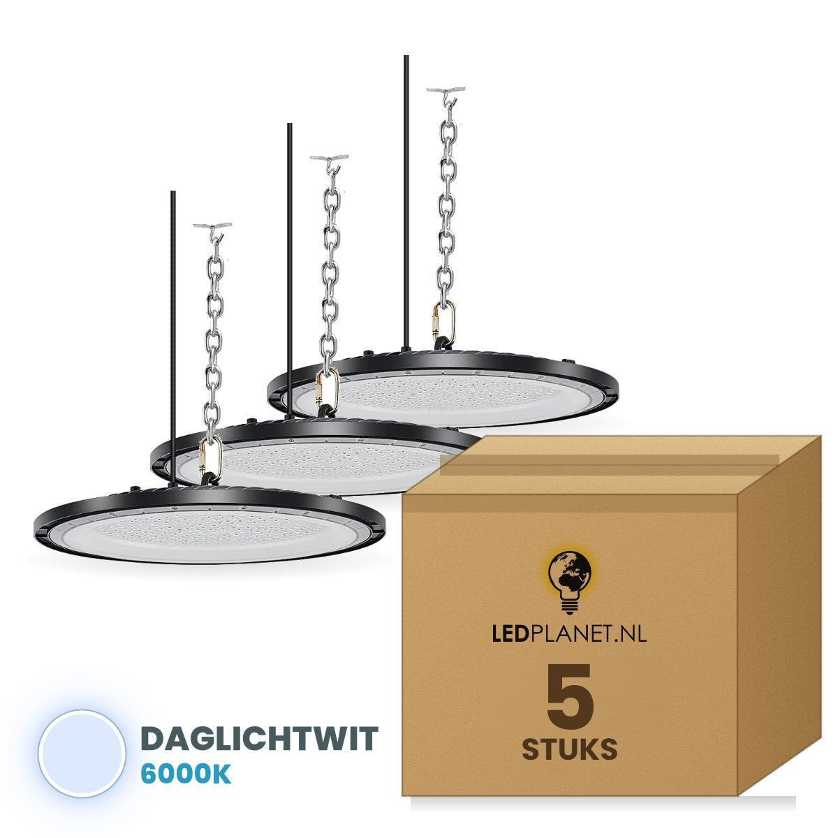 5 stuks UFO LED High Bay lamp 150W daglichtwit 6000K in doos