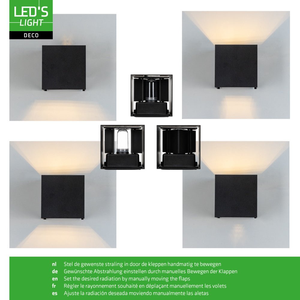 Applique LED Lumo Cube avec douille G9 - étanche IP65 - noire - source lumineuse non incluse