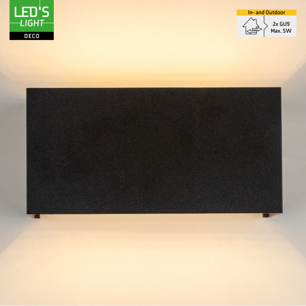 Lumo Recta Zwart - Wandarmatuur zonder lichtbron - Excl 2xG9 - IP65