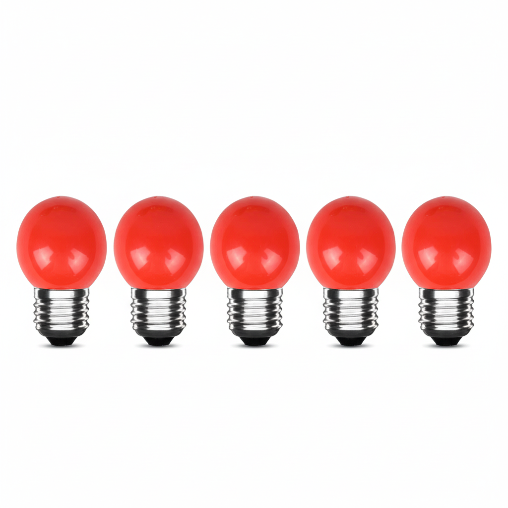 Lamp LED E27 5W 480lm 2700K IP20 5-pack met rode bolvormige lampen