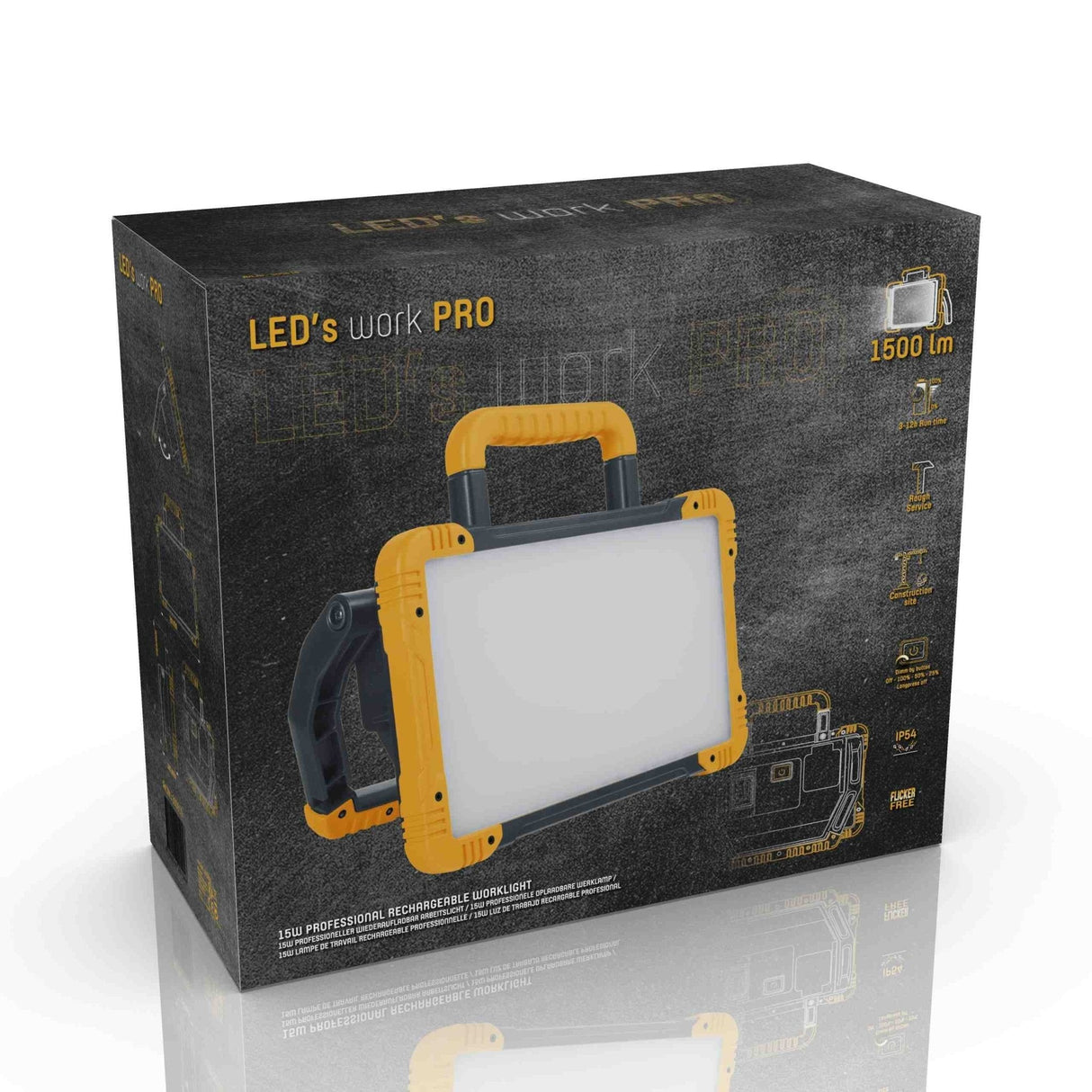 Accu Werklamp 1500 lumen - Hybride Oplaadbaar - Koelwit 5000K - Dimbaar - IP54 - USB