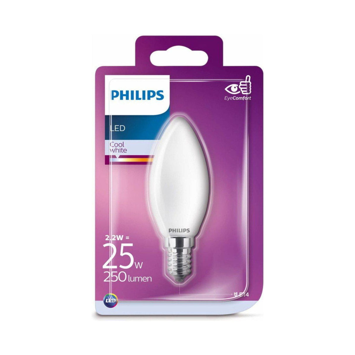 LED Kaarslamp E14 - 2.2W - 4000K - Filament Mat Glas - Philips