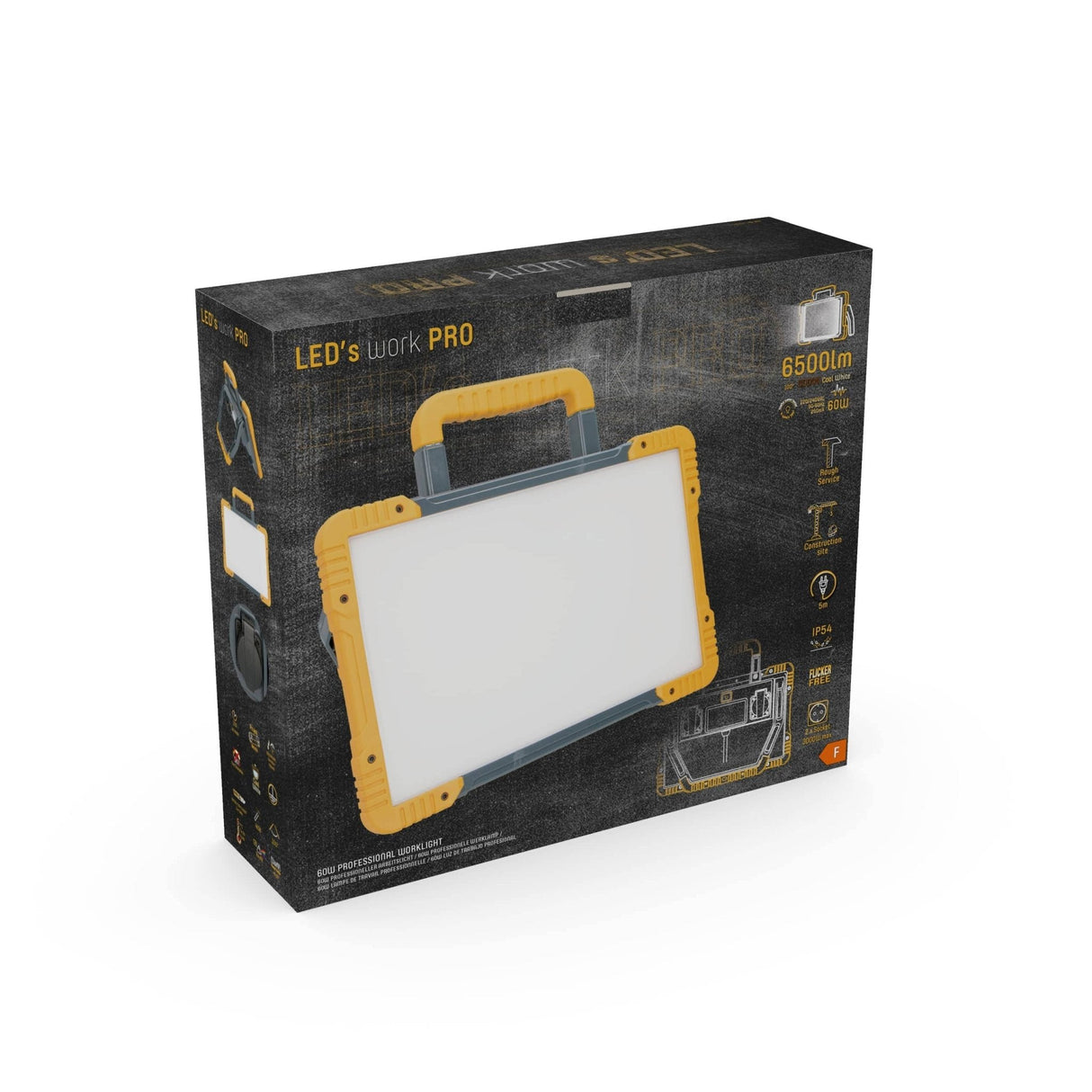 LED Werklamp 6500 lumen - 60W - Koelwit 5000K - 2 Stopcontacten - IP54 Waterdicht - 5m Kabel