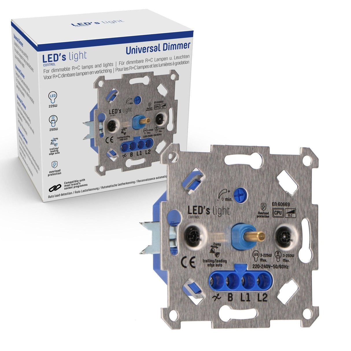 LED Dimmer Universeel - 3-250W - Fase Aansnijding en Afsnijding - Automatische Detectie