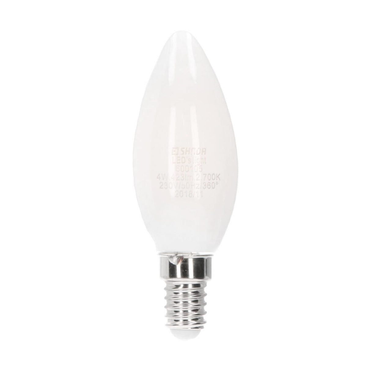 Ampoule bougie LED E14 blanc chaud 2700K - 4.5W 423 lumens - verre mat