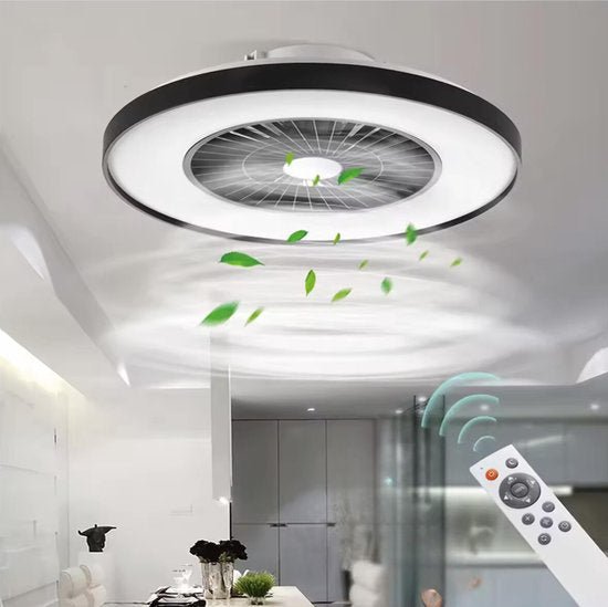 LED plafondventilator premium 4300 lumen - 37W - instelbaar 2000K-4000K - afstandsbediening - Lumileds - 60cm - zwart/wit