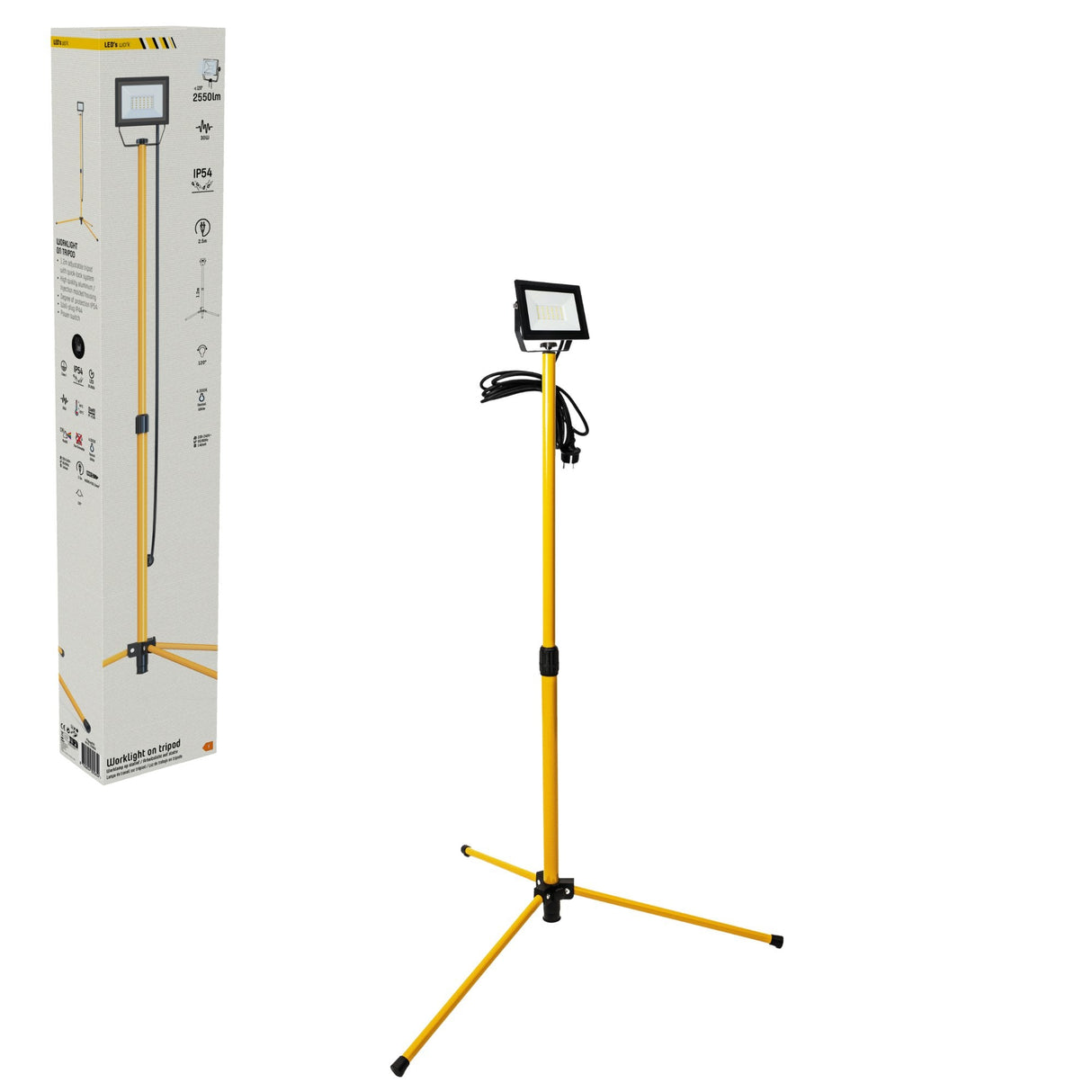 LED Werklamp op Statief 2550 lumen - 30W - Koelwit 4000K - Verstelbaar tot 120cm - IP54