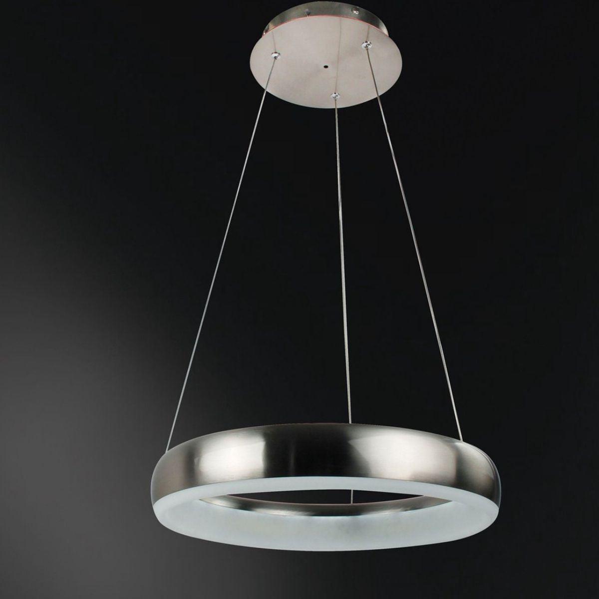 Smart LED Hanglamp rond 60 cm - Bedienbaar met afstandsbediening en app - White & Color - Zilver