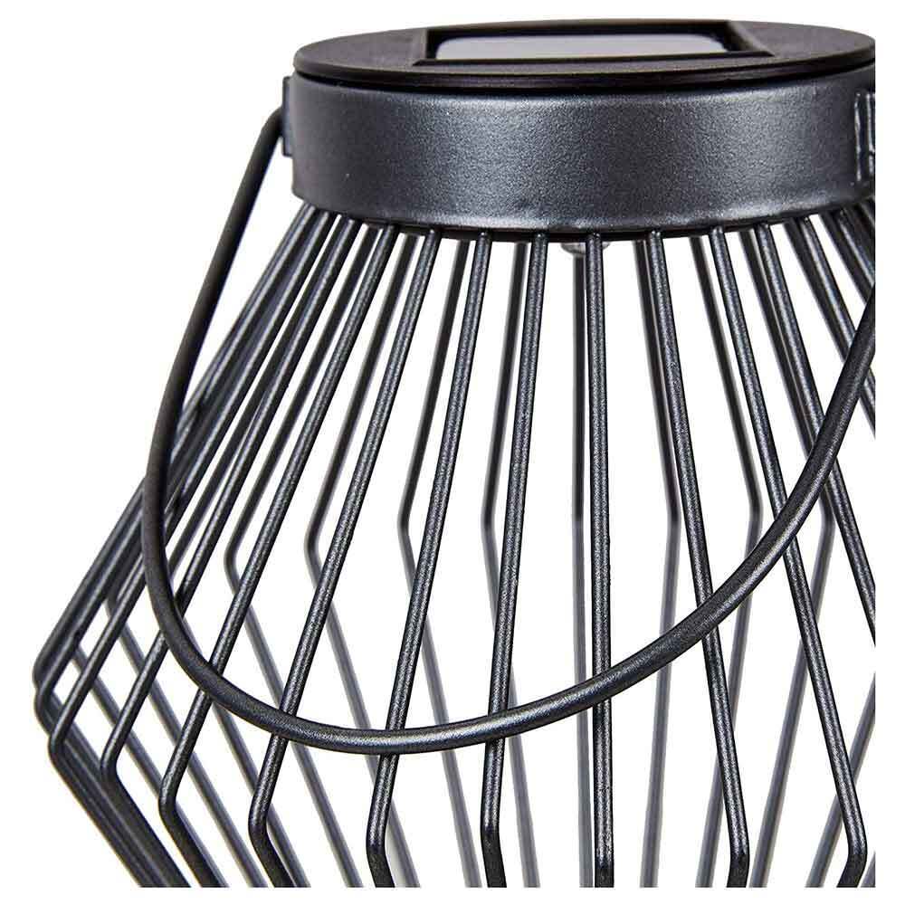 Solar LED Lantaarn Rotan 17 cm - Draadloos op zonne-energie - Grijs