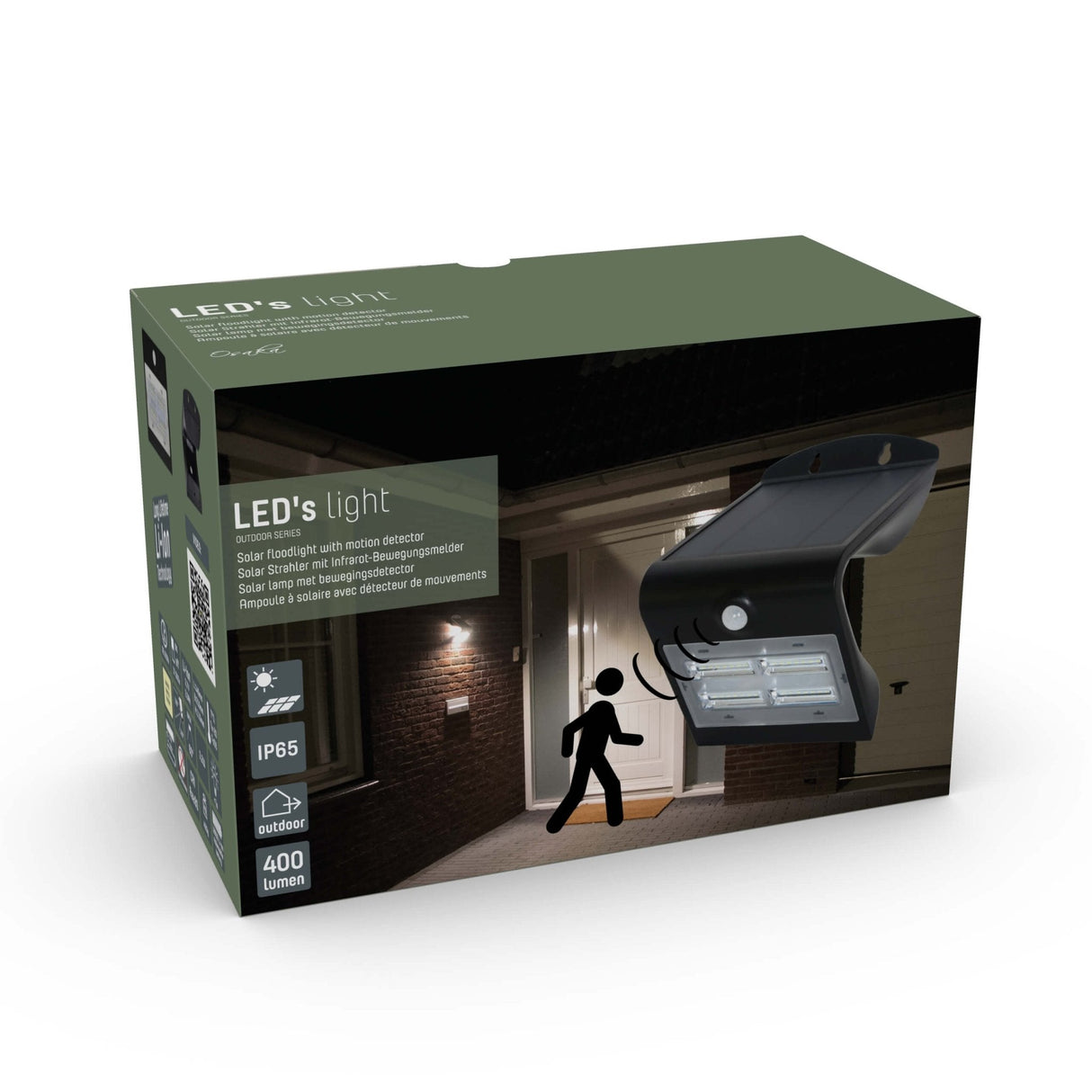 Solar LED Buitenlamp met Bewegingssensor 400 - 3 lichtstanden - Automatisch aan/uit - Zwart