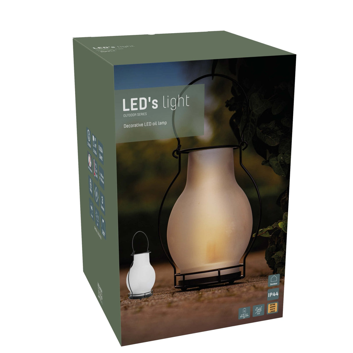 LED Solar olielamp 3 lumen - Extra warmwit 2700K - Sensor - IP44 - 28cm - Glas