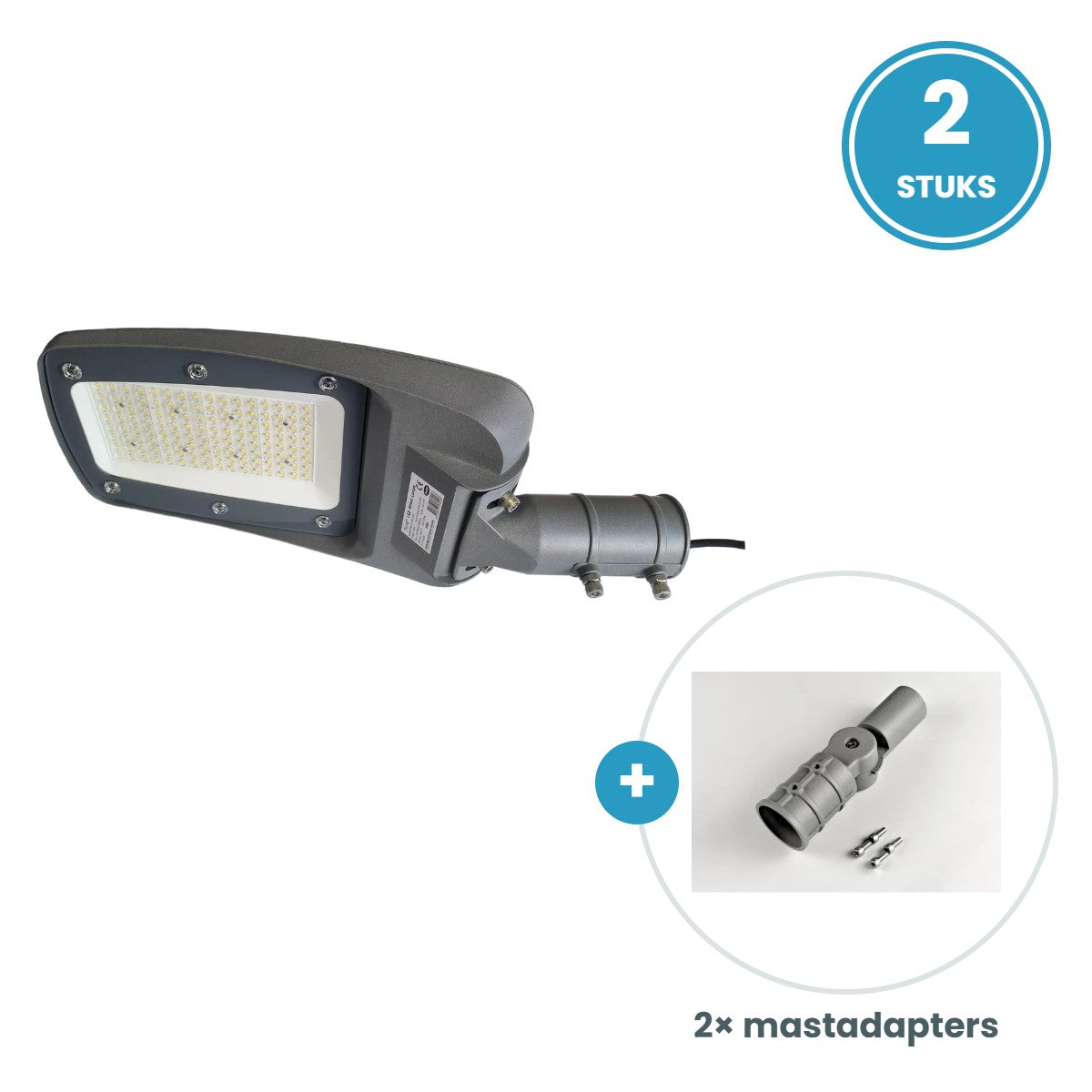 2× 100W straatlamp + 2 mastadapters