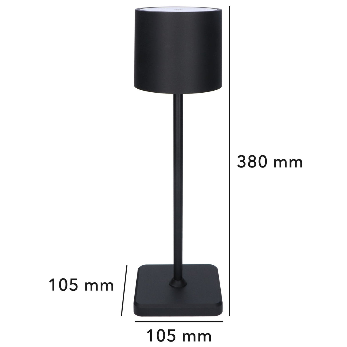 LED Tafellamp 175 lumen - Oplaadbaar - Dimbaar - 3 Lichtkleuren - IP54 - Zwart