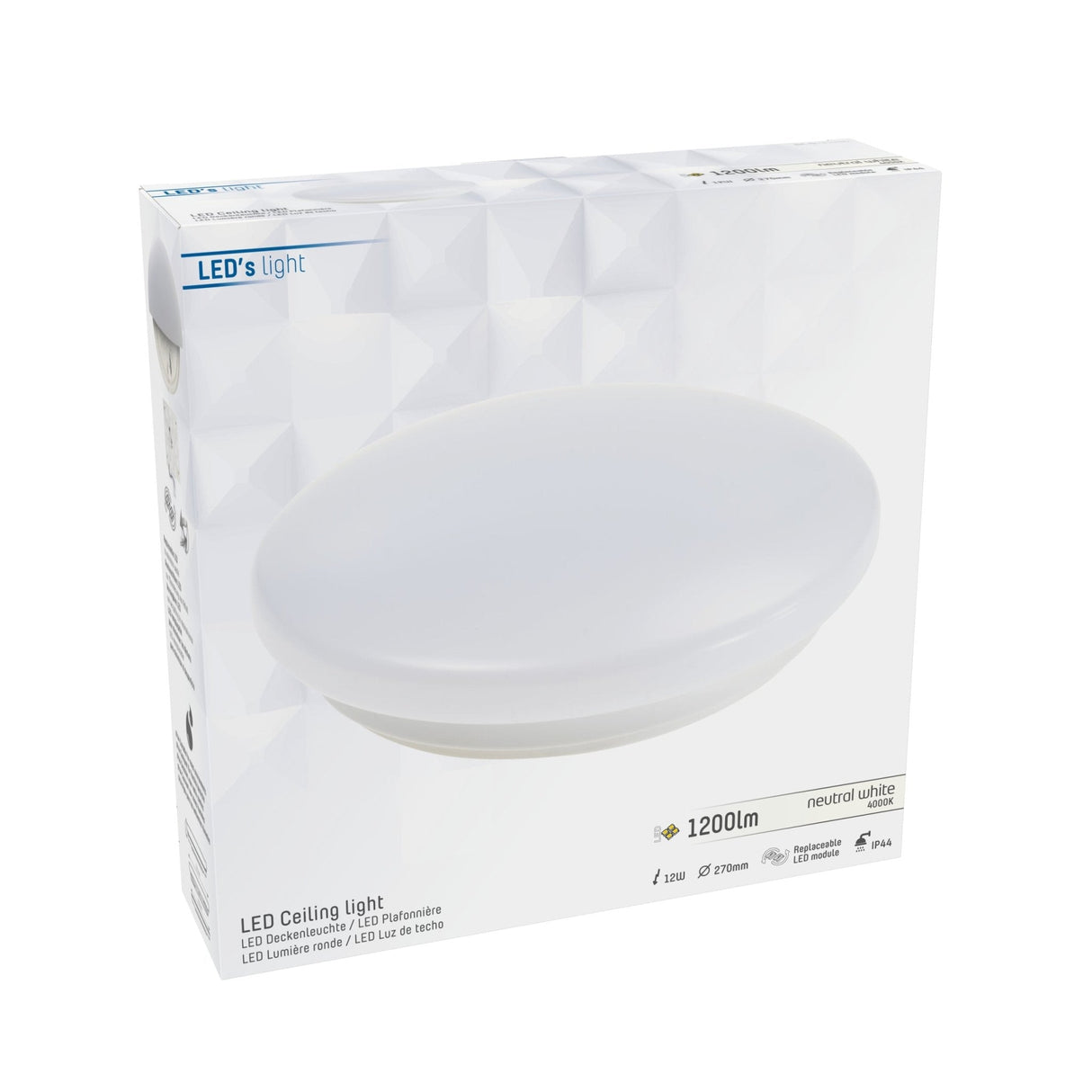 LED Plafondlamp 900 lumen - 12W - Koelwit 4000K - Ø 27cm - IP44 Spatwaterdicht - Badkamer