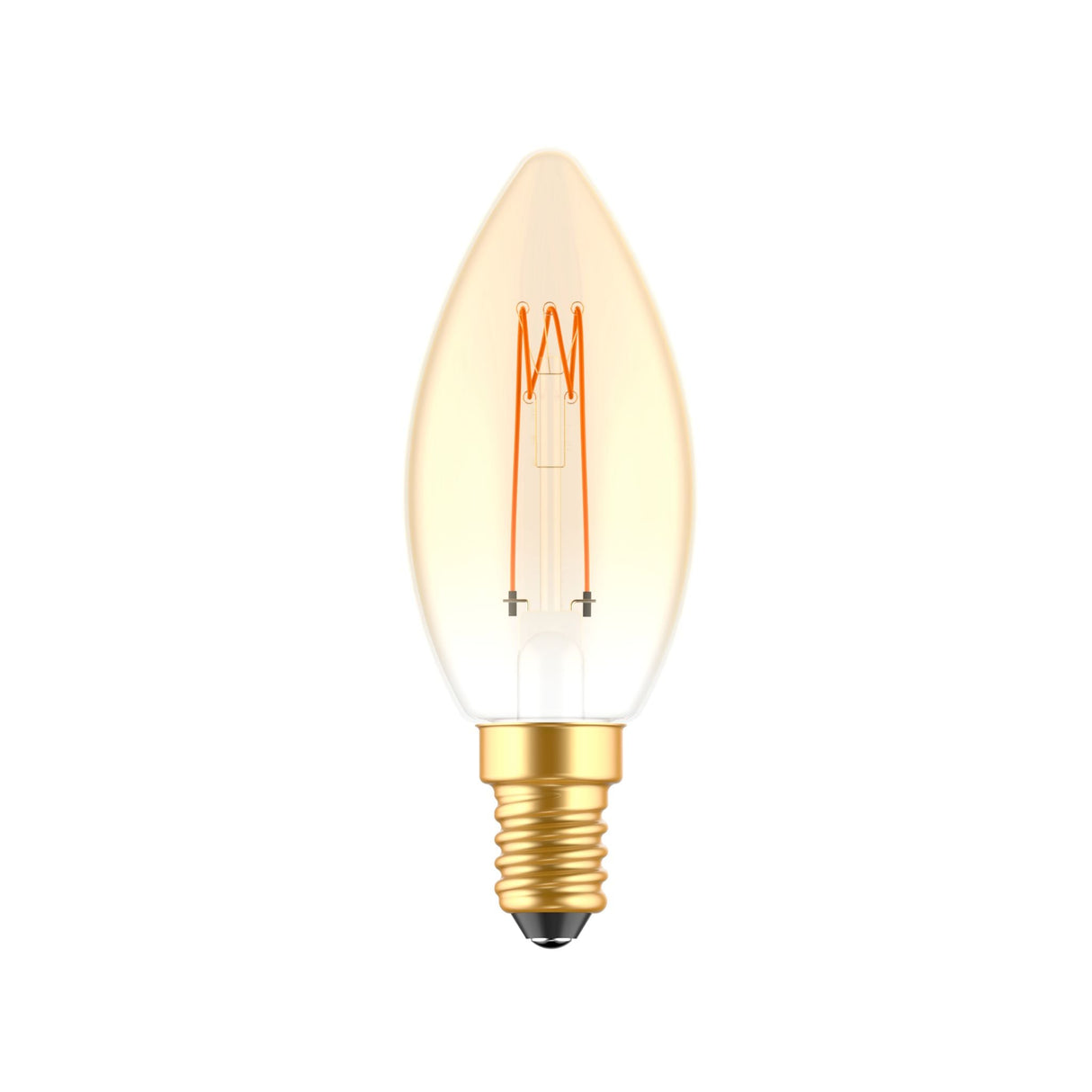 Ampoule bougie à filament LED - E14 - Blanc extra chaud 1800K - 136 lumens - 2,5W - Variable - Verre doré - 230V