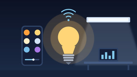 Slimme LED-lamp met WiFi, telefoon met kleurkeuze en kantoorverlichting