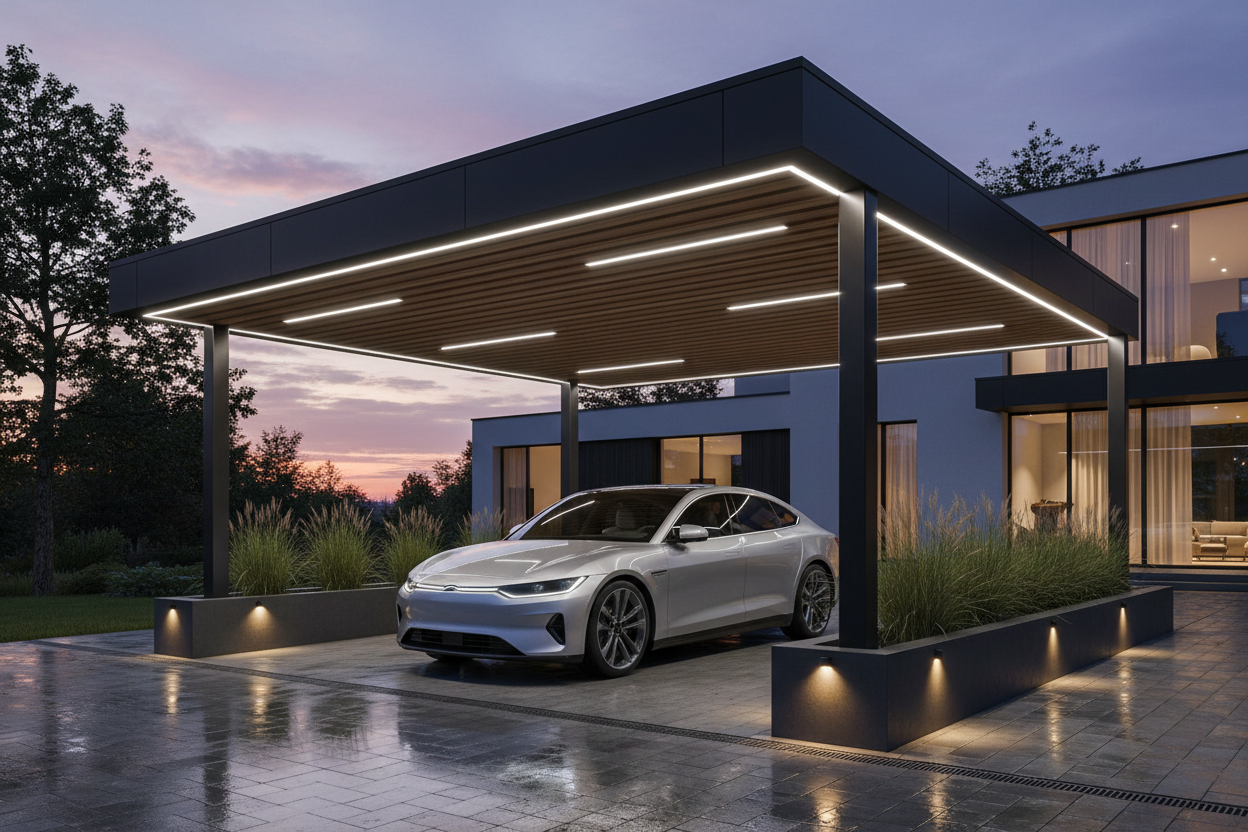 LED verlichting voor de carport en overkapping