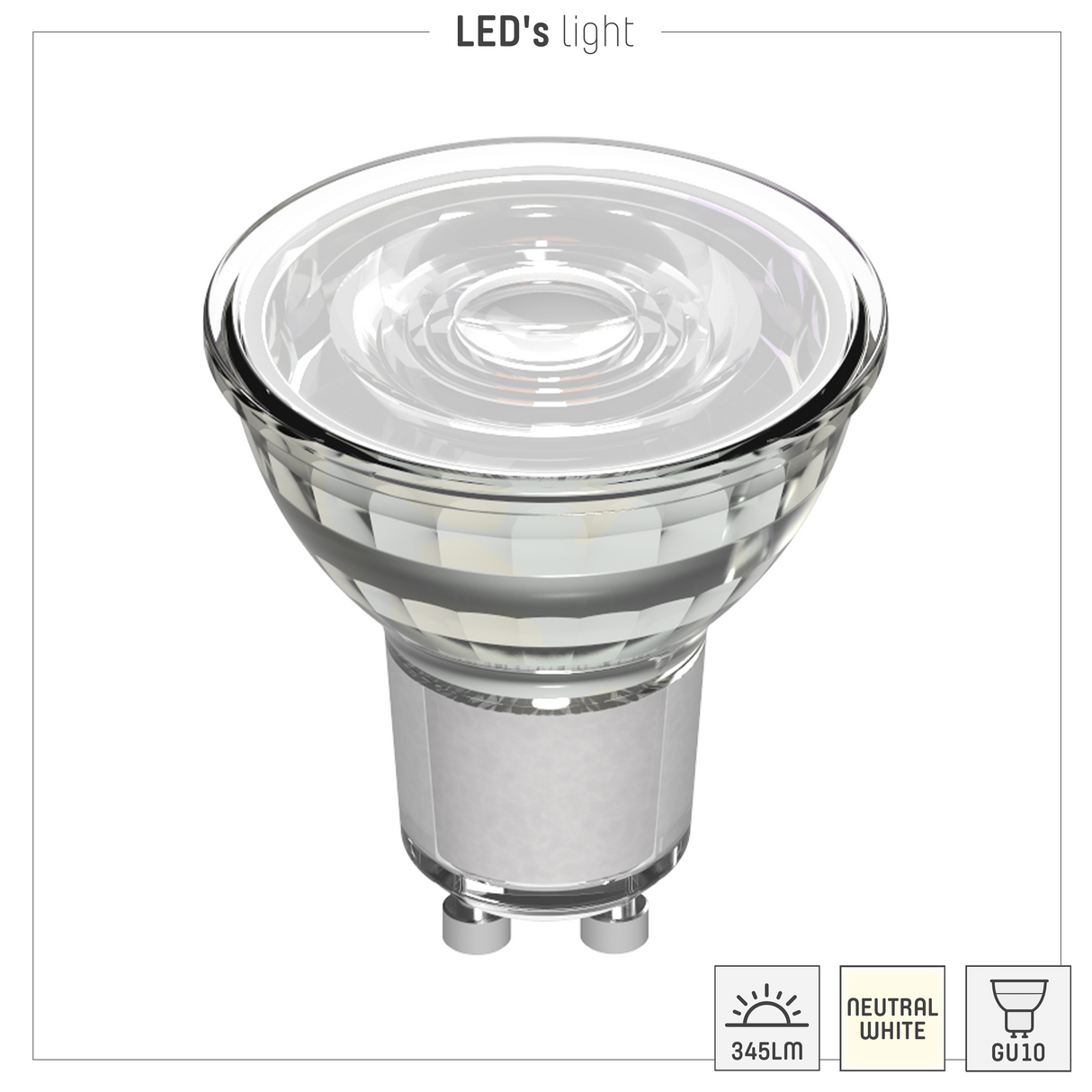LED Spot GU10 - 345 lumen - Koelwit 4000K - 4W vervangt 50W - 3 Stuks