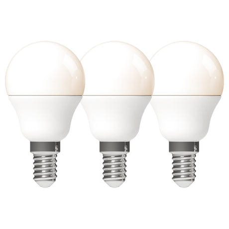 Ampoule LED E14 470 lumens - 4.9W - Blanc chaud 2700K - Boule G45 - Opale - 3 pièces