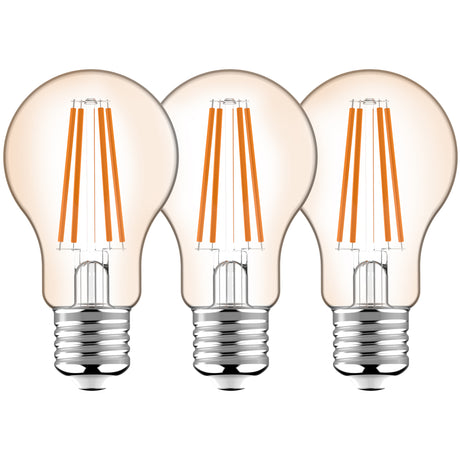 LED Filament Peerlamp E27 806 Lumen - 7W - Warmwit 2700K - Helder Glas - 3 stuks