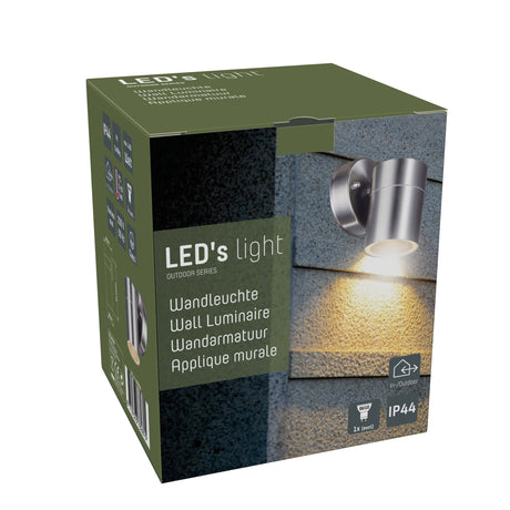 Applique murale LED extérieure - Douille GU10 - Acier inoxydable argenté - IP44 - Résistante aux projections d’eau - 230 V