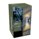 Spot mural extérieur LED - 2 douilles GU10 - Éclairage haut et bas - IP44 - Acier inoxydable - Argent