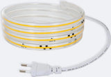 Ruban lumineux LED COB 230 V – Blanc chaud 3000 K – 10 W/m – 1000 lm/m – IP65 – Découpable – Rouleau de 50 m