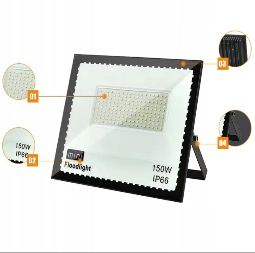 Projecteur LED 10500 lumens - 150W - blanc lumière du jour 6500K - étanche IP66