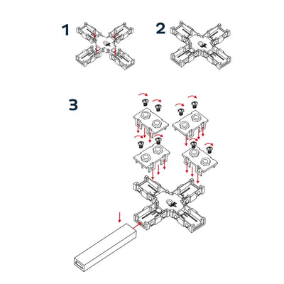 Lichtslang kruis-connector 230V AC, compleet