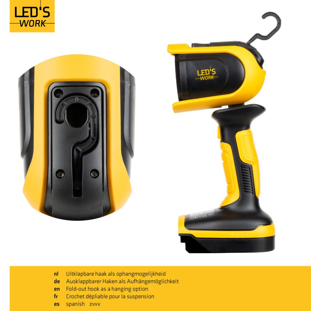 18V Accu Werklamp - 500 Lumen - Dimbaar - Koelwit 5000K - Inclusief Adapters - Voor Bosch, Makita, Einhell, Metabo