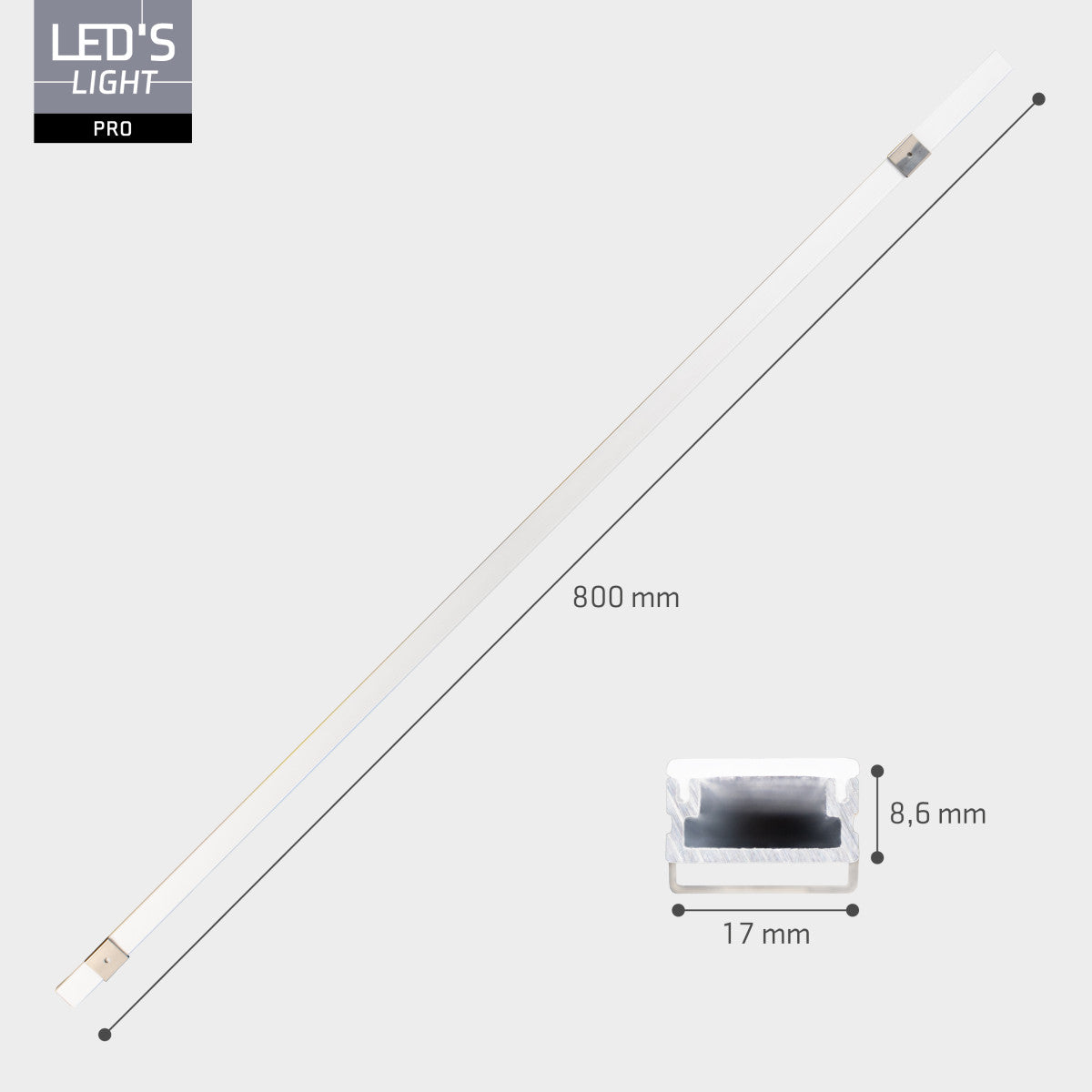 Goulotte LED en aluminium - Blanche - 800 mm - éclairage d’escalier - 15 pièces