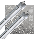 Réglette LED résistante à l’humidité double, 2220 lumens – 12 W – Blanc froid 4000 K – IP65 – 60 cm – Avec tubes remplaçables – 2 pièces