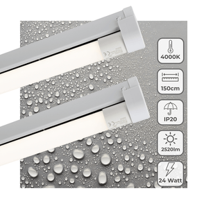 LED TL Armatuur 2520 Lumen - 24W - Koelwit - IP20 - 150cm - Inclusief LED Buis - 2 stuks
