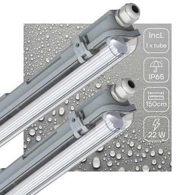 PACK DE 2 - Luminaire LED TL LED's Light 150cm complet avec tube LED TL - 2880lm
