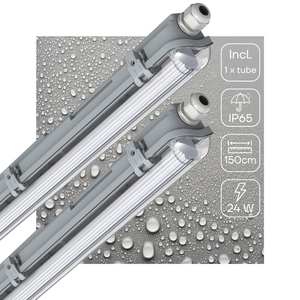 LED Vochtbestendig armatuur 150cm - 2880 lumen - 24W - Daglichtwit 6500K - IP65 - Inclusief LED buis - 2 stuks