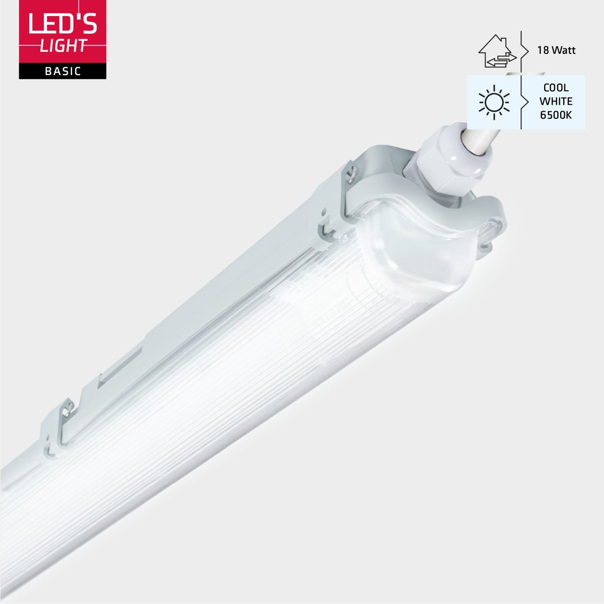 Luminaire LED résistant à l’humidité 2160 lumens - 18W - Blanc lumière du jour 6500K - IP65 - 120cm - 6 pièces