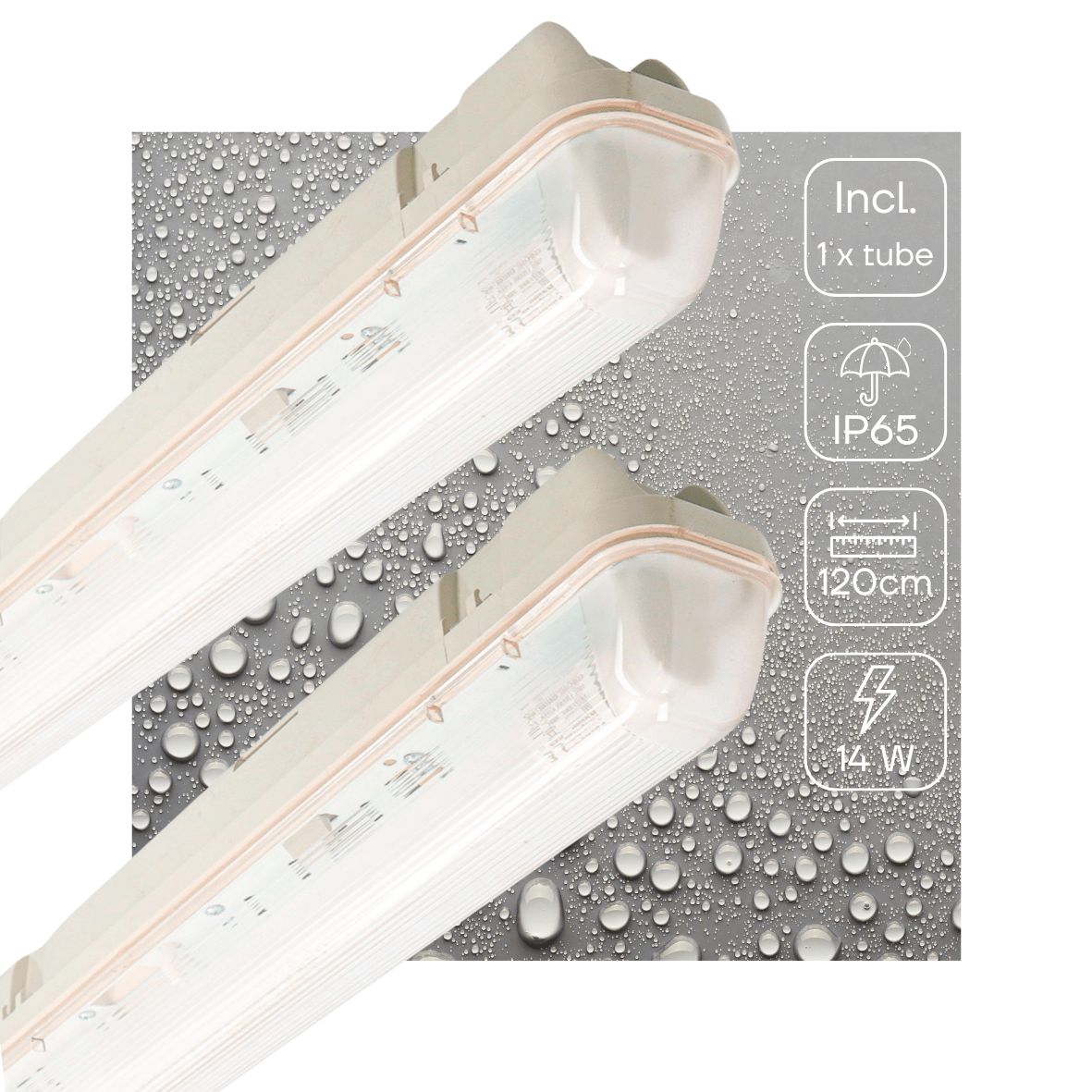 LED TL Armatuur 2100 Lumen - 14W - Koelwit - Bewegingssensor - IP65 Waterdicht - 120cm - 2 stuks