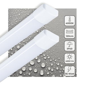 Réglette LED TL de 120 cm – 4650 lumens – 36 W – Blanc froid 4000 K – IP40 – 230 V – 2 pièces
