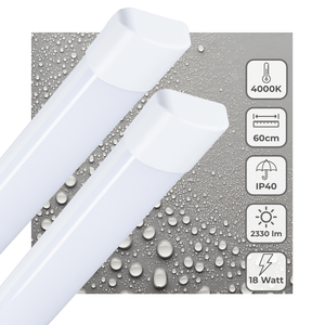 LED Balk 2330 Lumen - 18W - Koelwit - IP40 - 60cm - Geïntegreerde LED - 2 stuks