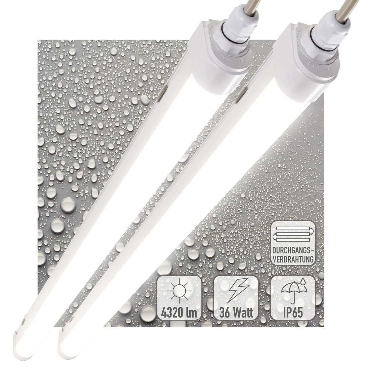 LED Vochtbestendig armatuur 120cm - 4320 lumen - 36W - Koelwit 4000K - IP65 - IK08 - Koppelbaar tot 10 stuks - 2 stuks