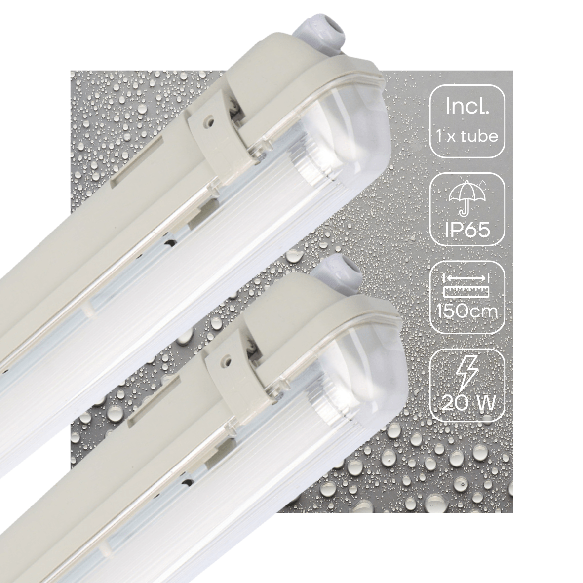 LED TL Armatuur 3100 lumen - 150cm - 20W - Koelwit 4000K - Microgolf Sensor - Daglichtsensor - IP65 Waterdicht - IK08 - 2 Stuks