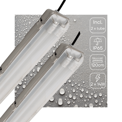 LED Vochtbestendig Armatuur met Sensor 120cm 4200 Lumen - 28W - Koelwit 4000K - IP65 - 2 stuks