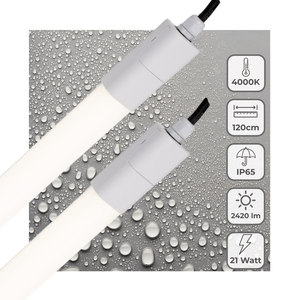 LED TL Armatuur 2420 lumen - 21W - Koelwit 4000K - 120cm - IP65 Waterdicht - IK06 - 2 stuks