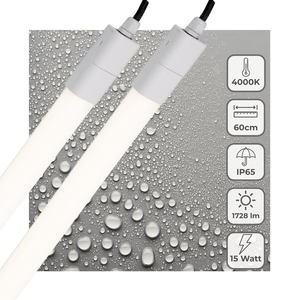 LED TL Armatuur 1725 lumen - 15W - Koelwit 4000K - 60cm - IP65 Waterdicht - IK06 - 2 stuks