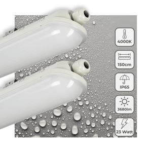 LED TL Armatuur Compleet Koelwit 4000K - 23W 3680 lumen - 150cm IP65 Waterdicht IK08 - 2 stuks