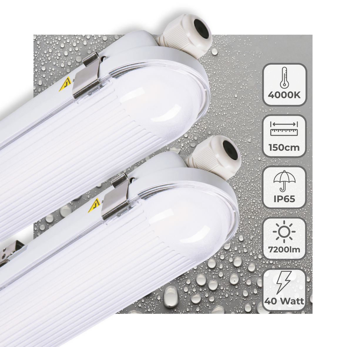 LED TL Armatuur 7200 Lumen - 40W - Koelwit - IP65 Waterdicht - 150cm - 2 stuks