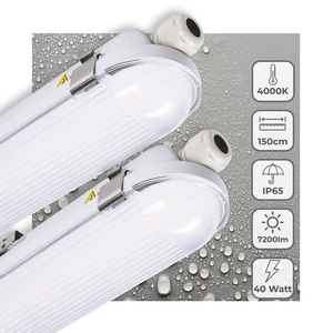LED TL Armatuur 7200 Lumen - 40W - Koelwit - IP65 Waterdicht - 150cm - 2 stuks