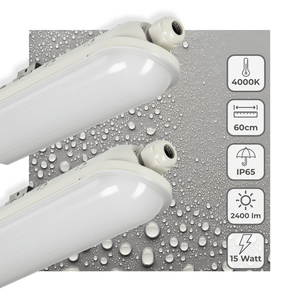 LED TL Armatuur 2400 Lumen - 15W - Koelwit - IP65 Waterdicht - 60cm - 2 stuks