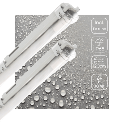 Luminaire LED TL IP65 1890 lumens - 18W - Blanc froid 4000K - 120cm - étanche - 2 pièces