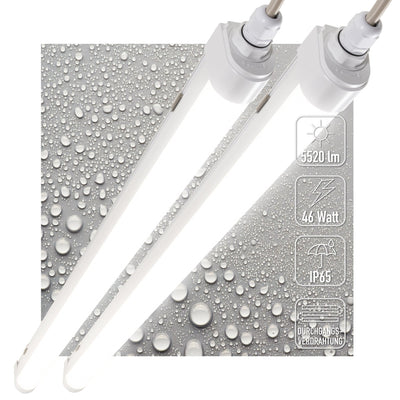 Luminaire LED pour tube fluorescent 5520 lumen - 46W - Blanc froid 4000K - 150cm - IP65 étanche - Raccordable - 2 unités